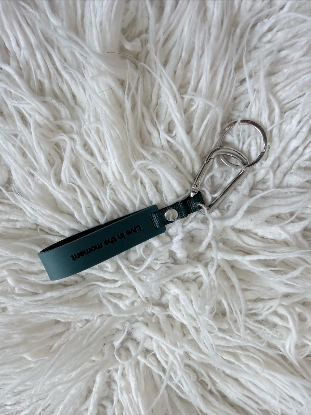 Lululemon Teal Keychain Strap with Silver Hardware